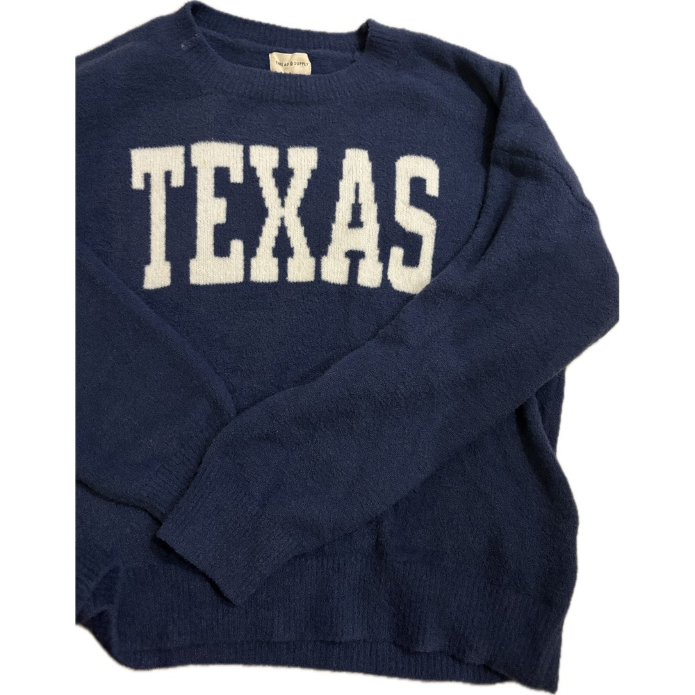 Thread & Supply Texas Graphic Sweater‎ Oversized XL Blue Cozy Pullover